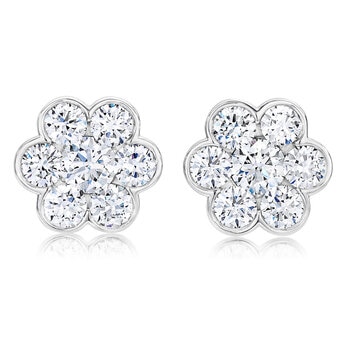 Aretes, 1.30ctw Diamantes, Oro Blanco de 14K