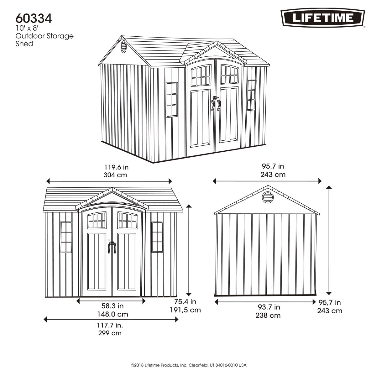 Lifetime, Cobertizo de 3m x 2.4m