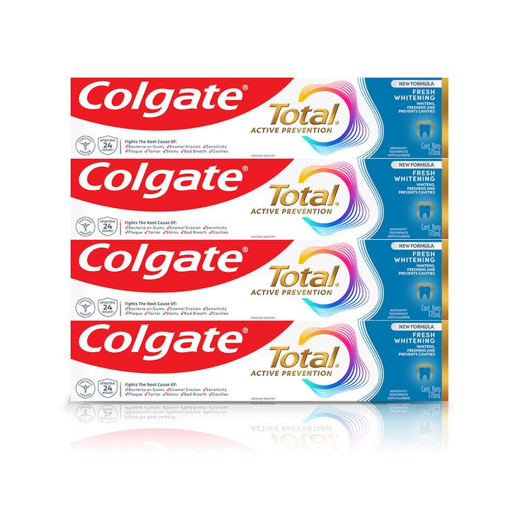Colgate Pasta Dental Total Active 4 pzs de 170ml Colgate Pasta Dental Total Active 4 pzs de 170ml