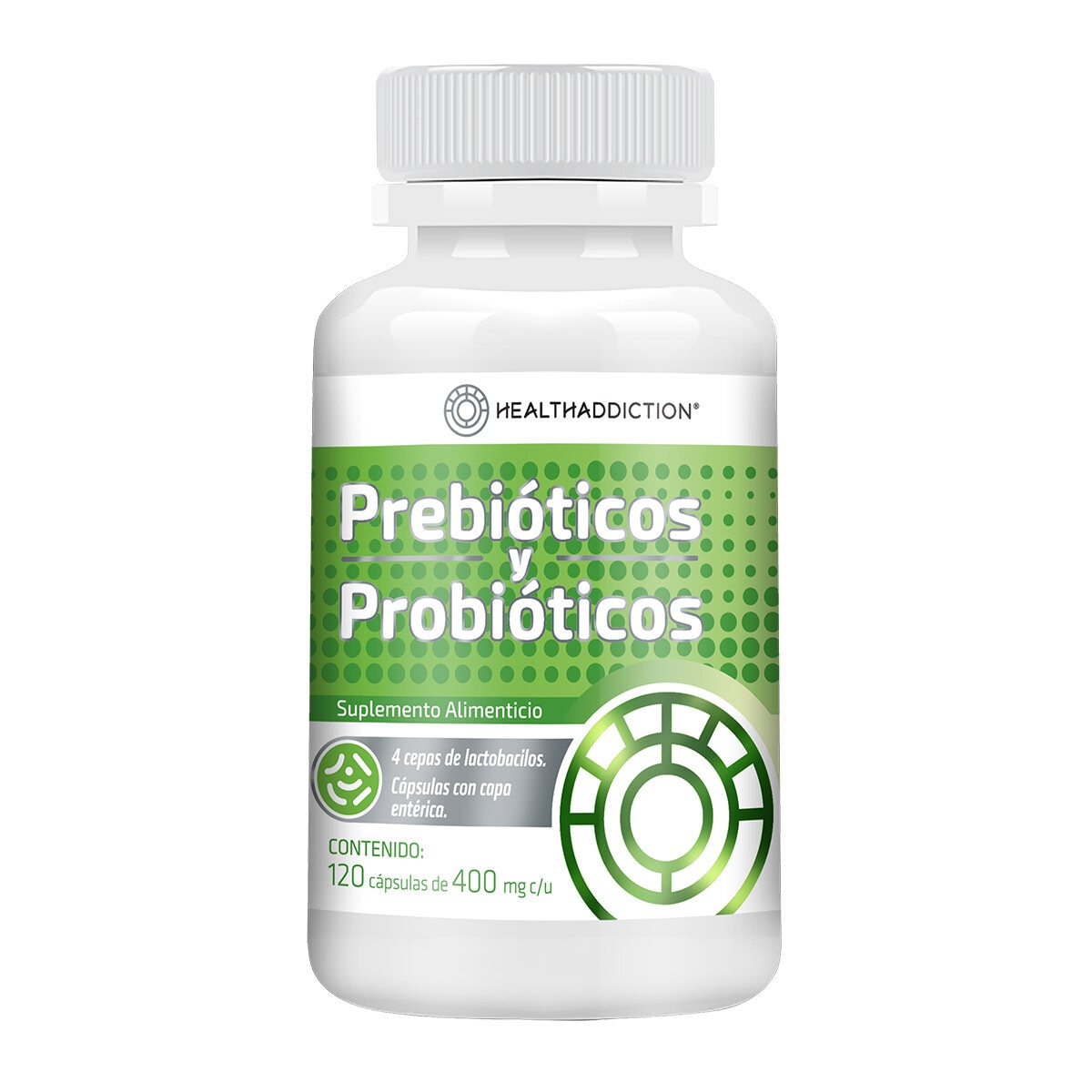 HealthAddiction Prebiótico y Probióticos Frasco con 120 Cápsulas