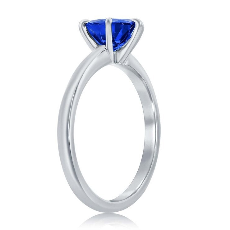 Anillo de Zafiro Azul, Oro Blanco de 14K Anillo de Zafiro Azul, Oro Blanco de 14K