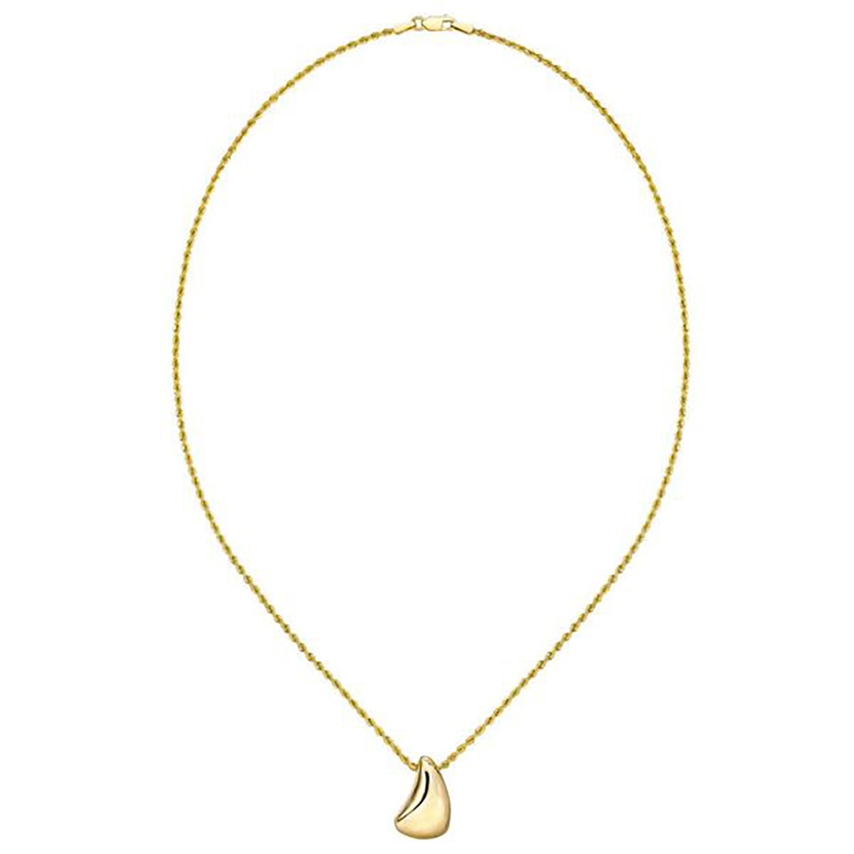 Collar de Cadena de Cuerda con Forma de Lágrima Pulida, Oro Amarillo de 14K