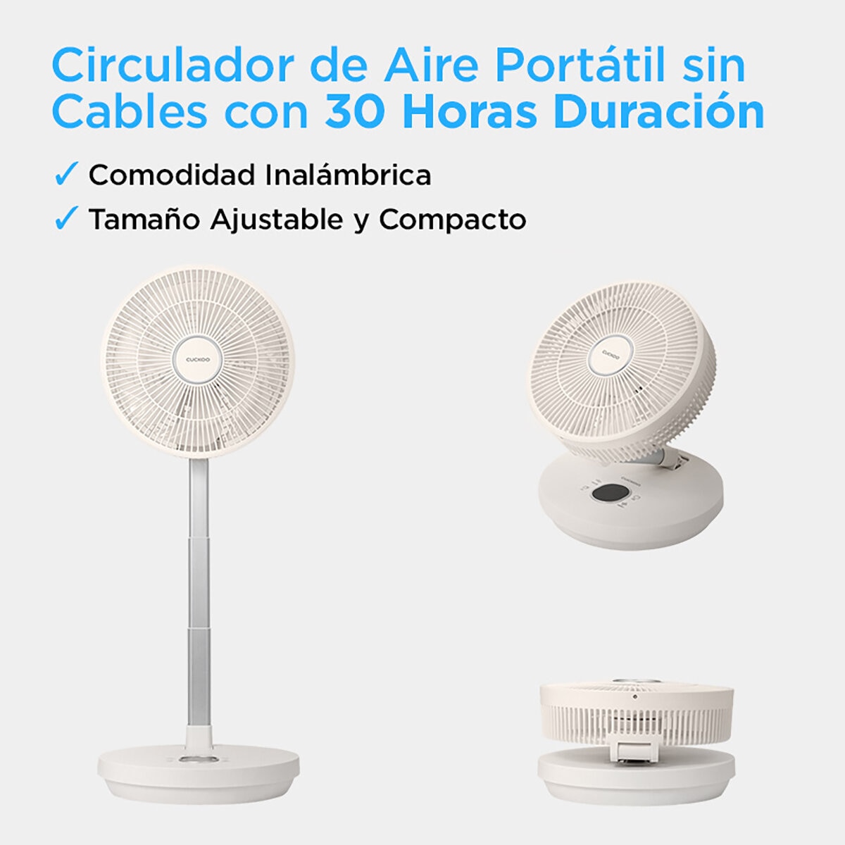 Cuckoo, Ventilador Pedestal y Escritorio Inalámbrico