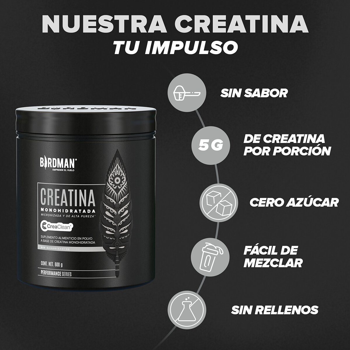 Creatina Monohidratada Birdman 600 g Creatina Monohidratada Birdman 600 g