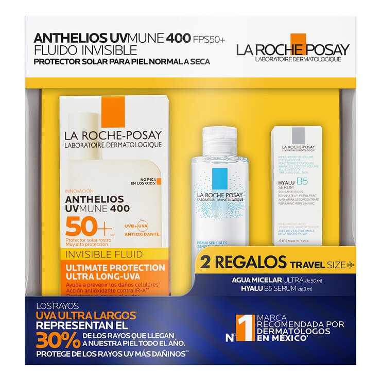 La Roche-Posay Pack Anthelios UV Mune 400 50 ml + Agua Micelar 50 ml + Hyalu B5 Serum 3 ml