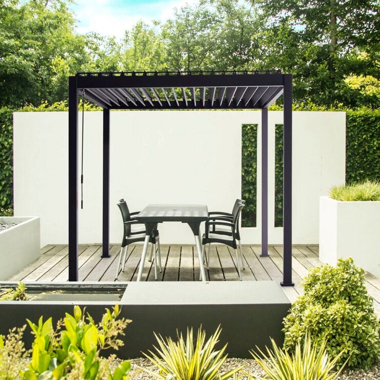 Zhengte, Pérgola de Aluminio de 3m x 6m, Color Gris Zhengte, Pérgola de Aluminio de 3m x 6m, Color Gris