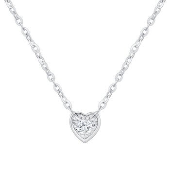 Collar de Diamantes 0.14 CTW, con Dije de Corazón , Oro 14K Collar de Diamantes 0.14 CTW, con Dije de Corazón , Oro 14K