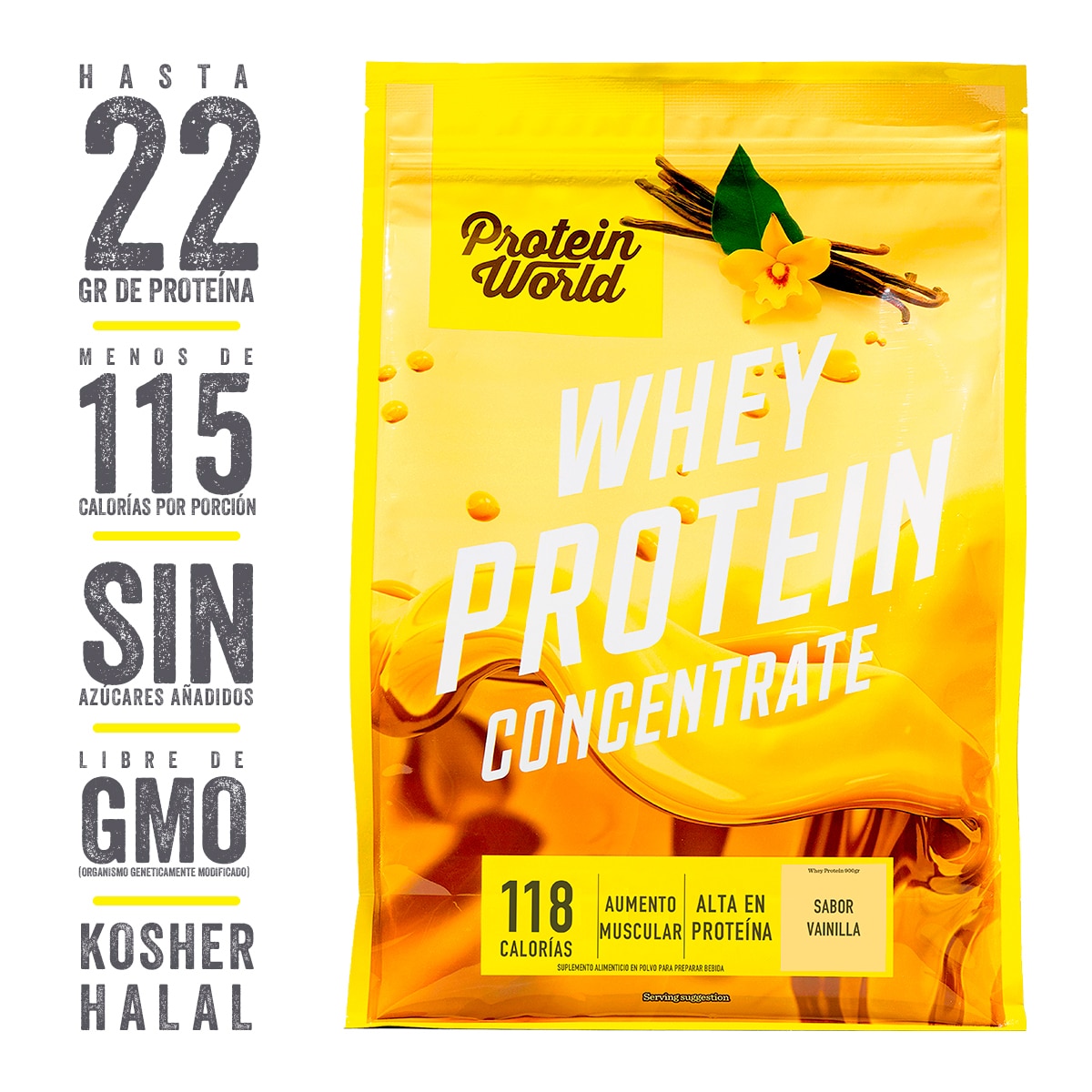 Protein World Whey Proteína en Polvo Sabor Vainilla 900 g