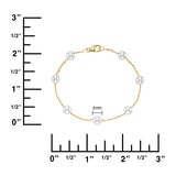 Pulsera de Perlas, Blancas, 5.5-6.0mm, Oro Amarillo de 14k