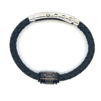 Mayfer, Pulsera de Piel Negra, para Caballero Mayfer, Pulsera de Piel Negra, para Caballero