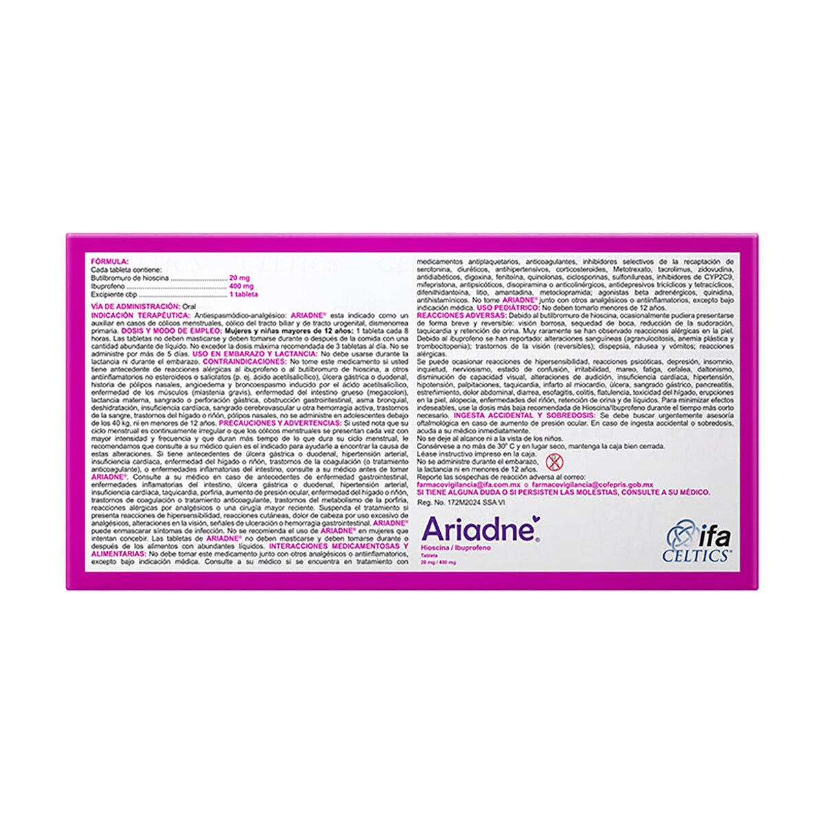 Ariadne 20 mg/400 mg 10 Tabletas Ariadne 20 mg/400 mg 10 Tabletas