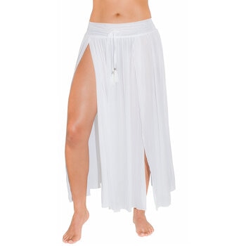 Skysoul, Falda Larga de Mesh Color Blanco para Dama, Varias Tallas