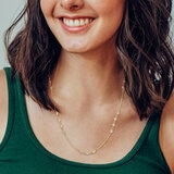 Collar de Estaciones Redondas, Oro Dos Tonos 14K Collar de Estaciones Redondas, Oro Dos Tonos 14K