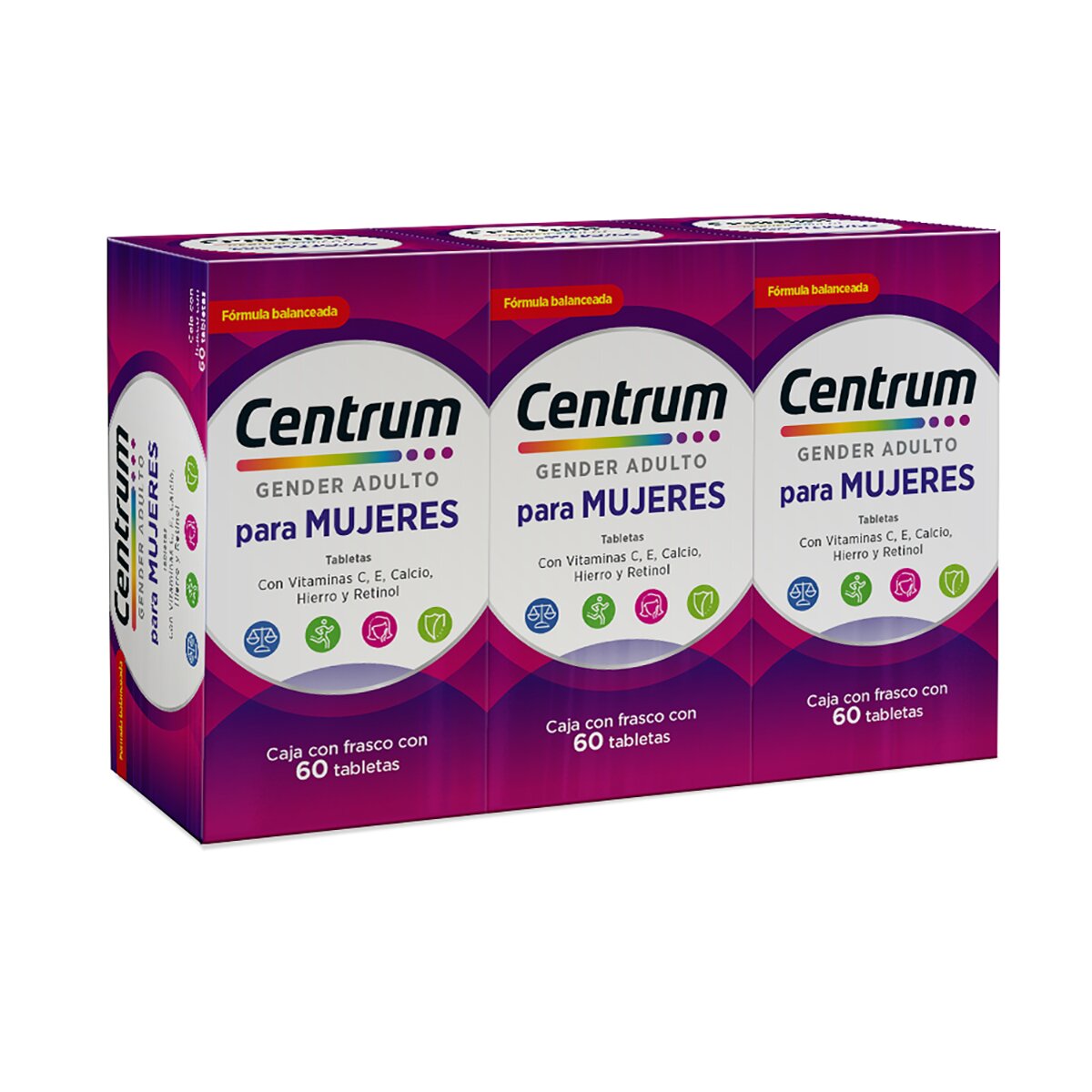 Centrum para Mujeres 3 cajas de 60 tabletas cada uno Centrum para Mujeres 3 cajas de 60 tabletas cada uno