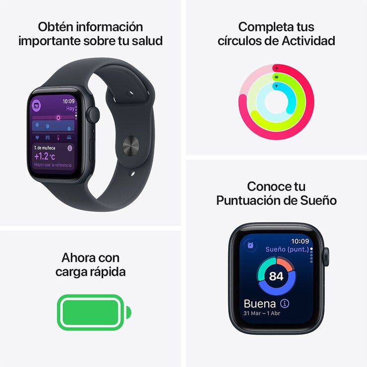 Apple Watch SE 3 (GPS + Celular) 44mm Aluminio Medianoche + Correa Deportiva Medianoche - Talla M/L Apple Watch SE 3 (GPS + Celular) 44mm Aluminio Medianoche + Correa Deportiva Medianoche - Talla M/L
