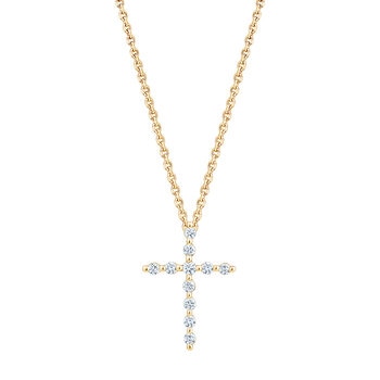 Dije de Cruz de Diamantes, Oro Amarillo 14K Dije de Cruz de Diamantes, Oro Amarillo 14K