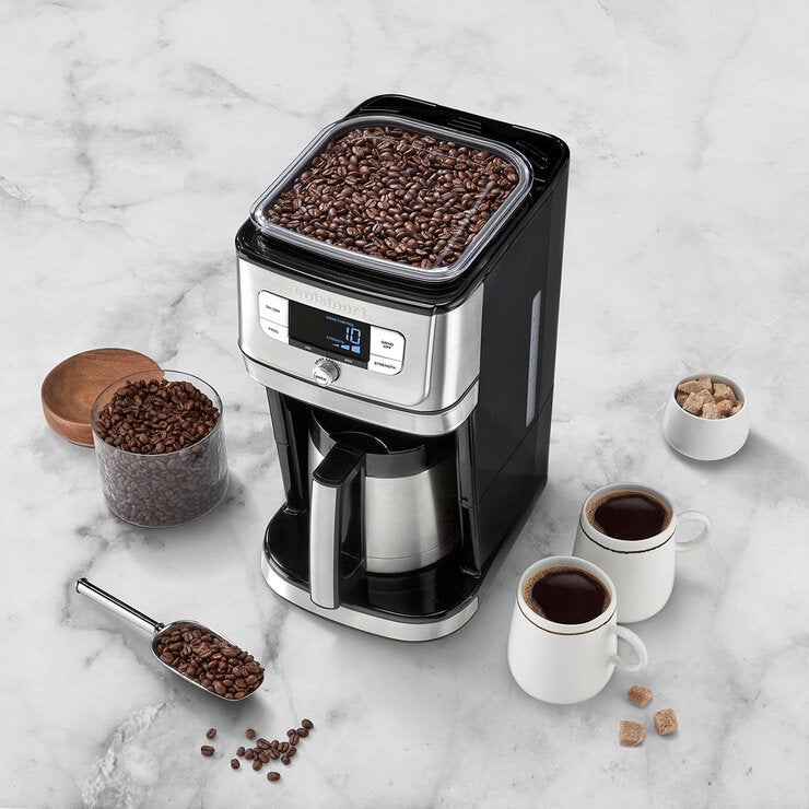 Cuisinart, Cafetera con molino integrado para 10 tazas con jarra de acero Cuisinart, Cafetera con molino integrado para 10 tazas con jarra de acero