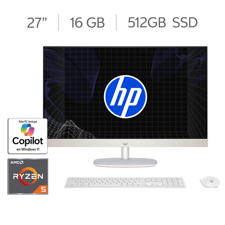 HP All-in-One 27-cr0253la 27" Full HD Pantalla táctil AMD Ryzen 5 16GB 512GB SSD HP All-in-One 27-cr0253la 27" Full HD Pantalla táctil AMD Ryzen 5 16GB 512GB SSD