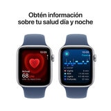 Apple Watch SE (GPS) Caja de aluminio plata 44mm con Correa deportiva azul denim M/L