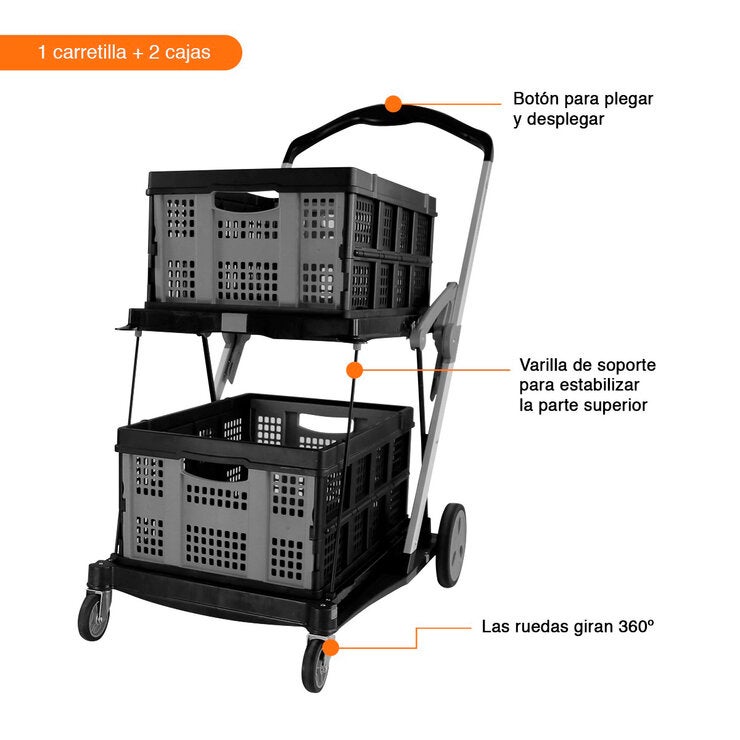 AG Box, Carro de Compras Plegable con Canastas AG Box, Carro de Compras Plegable con Canastas
