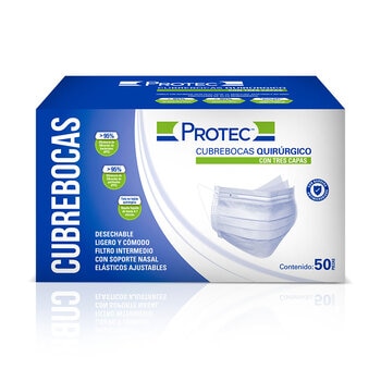 Protec Cubrebocas Plegable Caja con 50 piezas