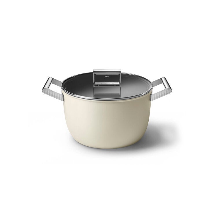 Smeg Olla de Aluminio de 26 cm con Tapa de Cristal, Varios Colores Smeg Olla de Aluminio de 26 cm con Tapa de Cristal, Varios Colores
