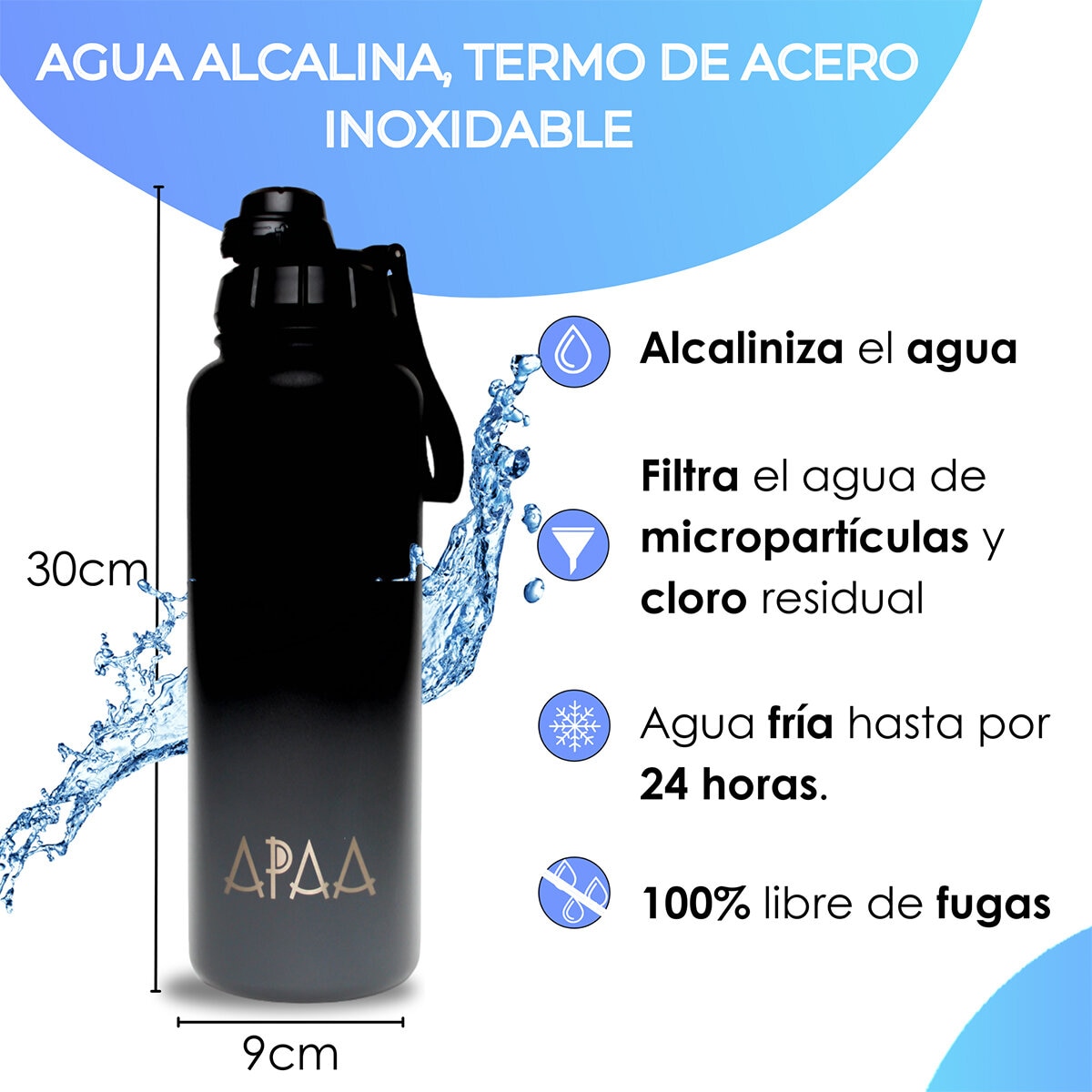 APAA Juego de 2 Botellas Purificadoras de Agua de 1.2L + Accesorios