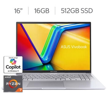 asus vivobook 16 laptop 16" full hd amd ryzen 7 16gb 512gb ssd