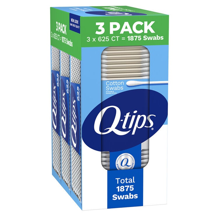 Q-Tips Cotonetes de Algodón 3 paquetes de 625 pzas Q-Tips Cotonetes de Algodón 3 paquetes de 625 pzas