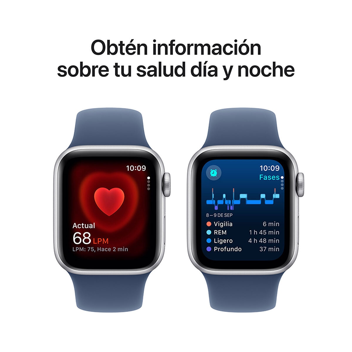 Apple Watch SE (GPS+Cellular) Caja de Aluminio Plata 40mm con Correa Deportiva Azul Denim S/M