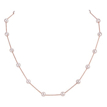 Collar de Perla Cultivada Agua Dulce, 43.18cm, Oro Rosa de 14K Collar de Perla Cultivada Agua Dulce, 43.18cm, Oro Rosa de 14K