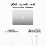 Apple MacBook Air 13" Chip M3 256GB Plata CPU de 8 núcleos GPU de 8 núcleos Memoria unificada de 16GB