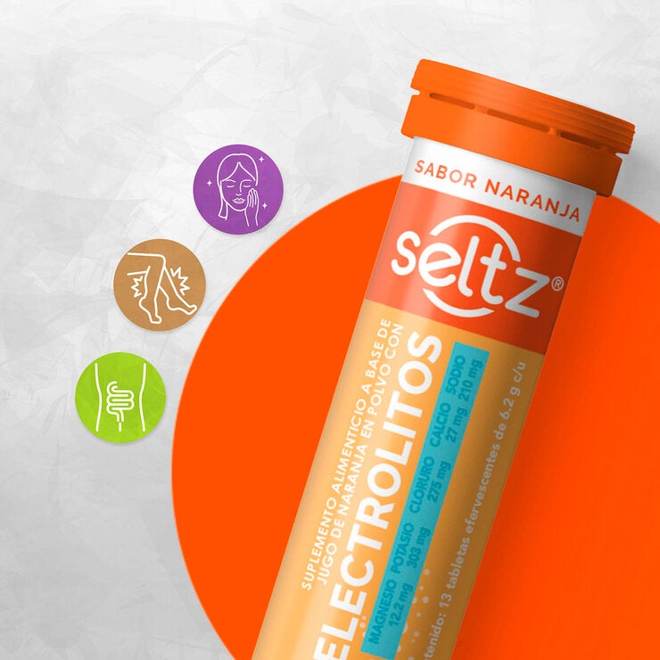 Seltz Eletrolitos 3 Tubos con 13 Tabletas Efervescentes c/u Sabor Naranja Seltz Eletrolitos 3 Tubos con 13 Tabletas Efervescentes c/u Sabor Naranja