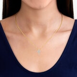 Collar con Dije de Cruz, Oro de 14 K, 0.50 CT Collar con Dije de Cruz, Oro de 14 K, 0.50 CT