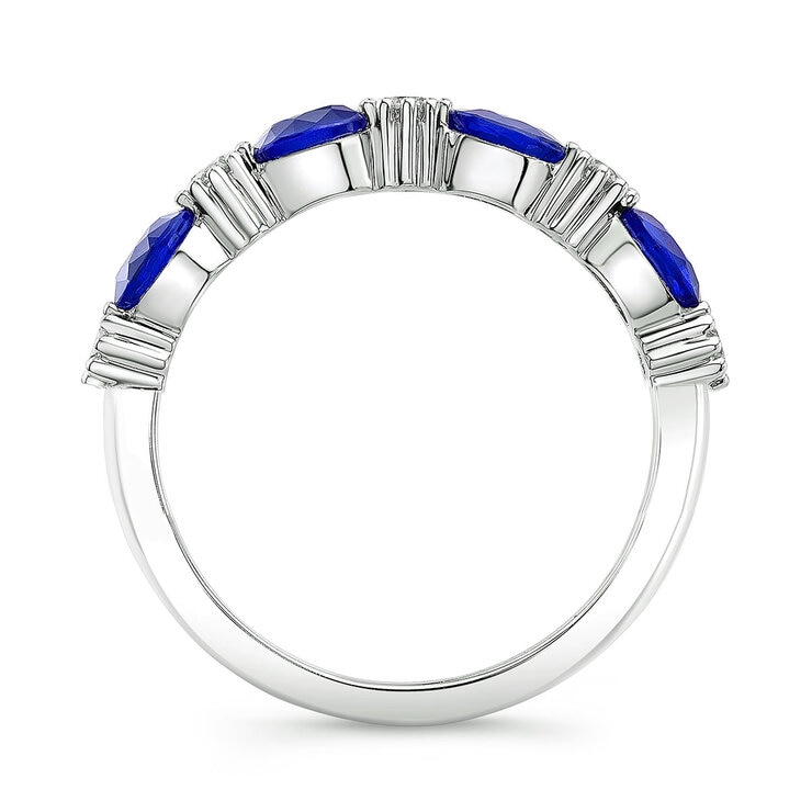 Anillo de Zafiro Azul y Diamantes 0.25ctw, Oro Blanco de 14K Anillo de Zafiro Azul y Diamantes 0.25ctw, Oro Blanco de 14K