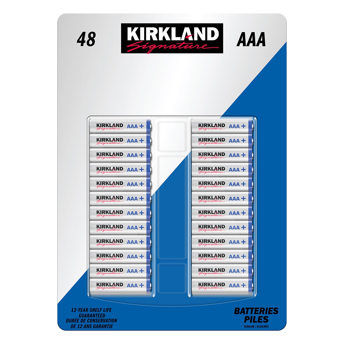 Kirkland Signature, Pilas Alcalinas AAA de 48 piezas