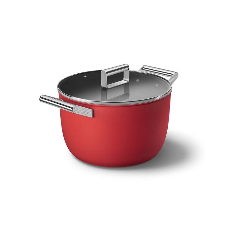 Smeg Olla de Aluminio de 26 cm con Tapa de Cristal, Varios Colores Smeg Olla de Aluminio de 26 cm con Tapa de Cristal, Varios Colores