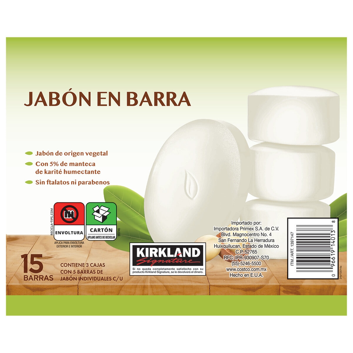 Kirkland Signature Jabón en Barra 15 pzas Kirkland Signature Jabón en Barra 15 pzas