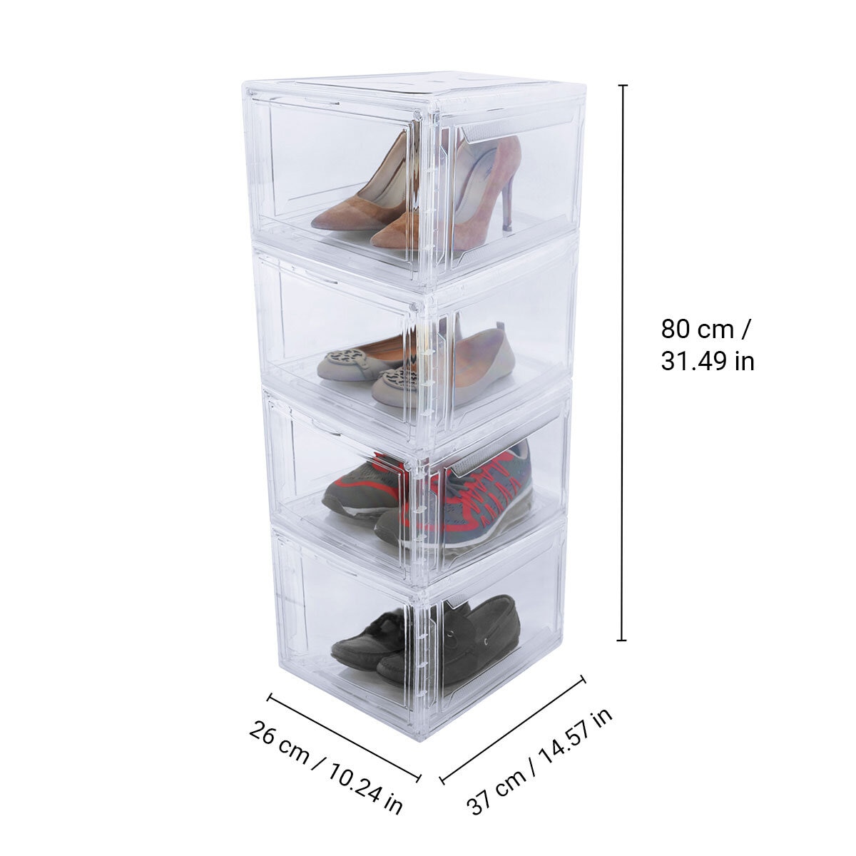 SUNDAY HOME Cajas de zapatos transparentes con cajones, cajas de plástico  para zapatos, contenedores de almacenamiento transparentes apilables
