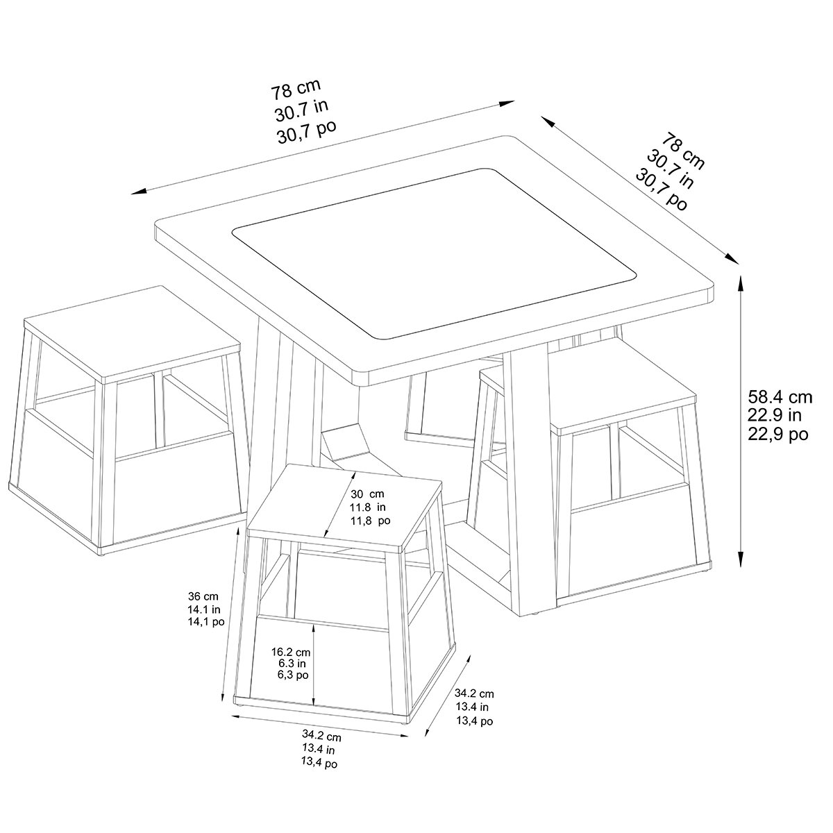 Tresanti, Mesa de Actividades para Niños con Taburetes Tresanti, Mesa de Actividades para Niños con Taburetes