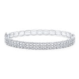 Pulsera con 3 Hileras de Diamantes 1.37ctw, Corte Redondo Brillante, Oro Blanco de 14K