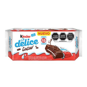 Kinder Délice Pastelito con Cobertura a Base de Cacao 15 pzas de 39g