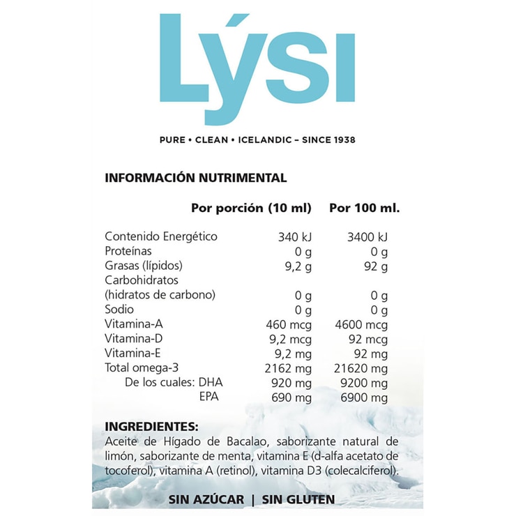 LYSI Aceite de Higado de Bacalao Limón-Menta LYSI Aceite de Higado de Bacalao Limón-Menta