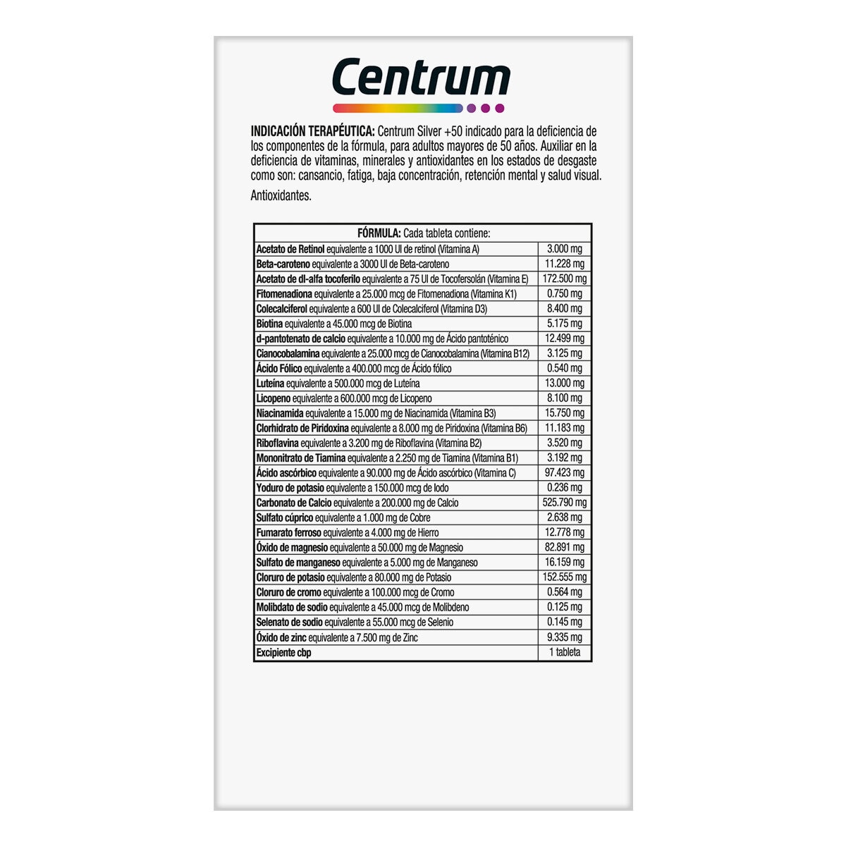 Multivitaminico Centrum Silver 2pack 100 tabletas c/u