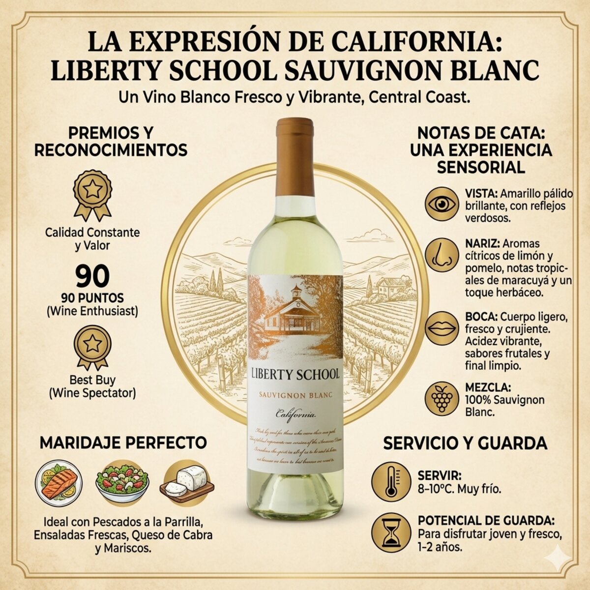 Vino Blanco Liberty School 750 ml Vino Blanco Liberty School 750 ml