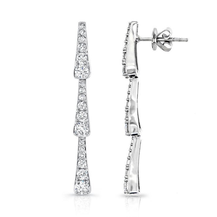 Aretes Colgantes de Diamantes 1.28ctw, en Oro Blanco 18K Aretes Colgantes de Diamantes 1.28ctw, en Oro Blanco 18K