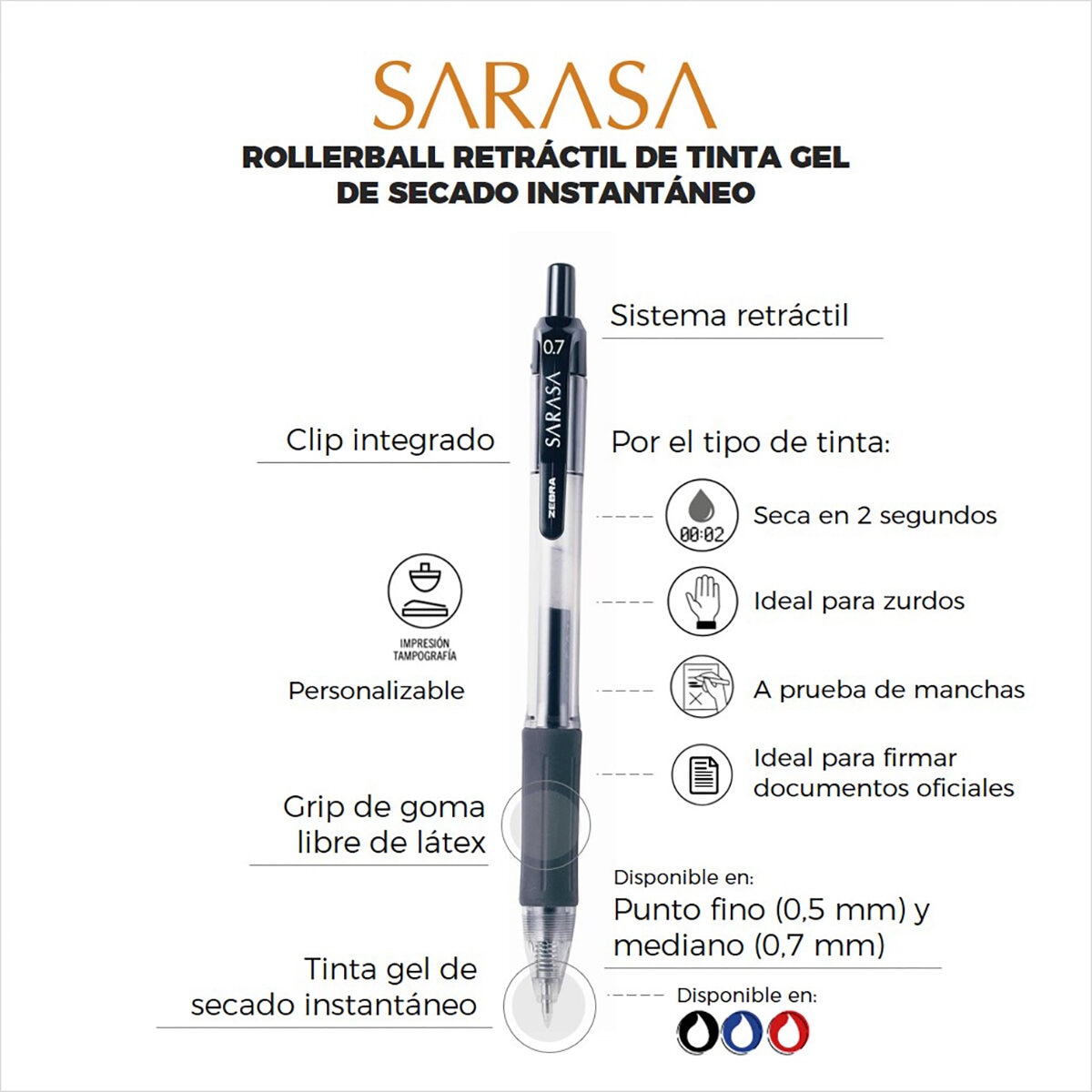 Bolígrafo Sarasa Gel 24 Pzas, Tinta Negra, Azul y Roja Bolígrafo Sarasa Gel 24 Pzas, Tinta Negra, Azul y Roja