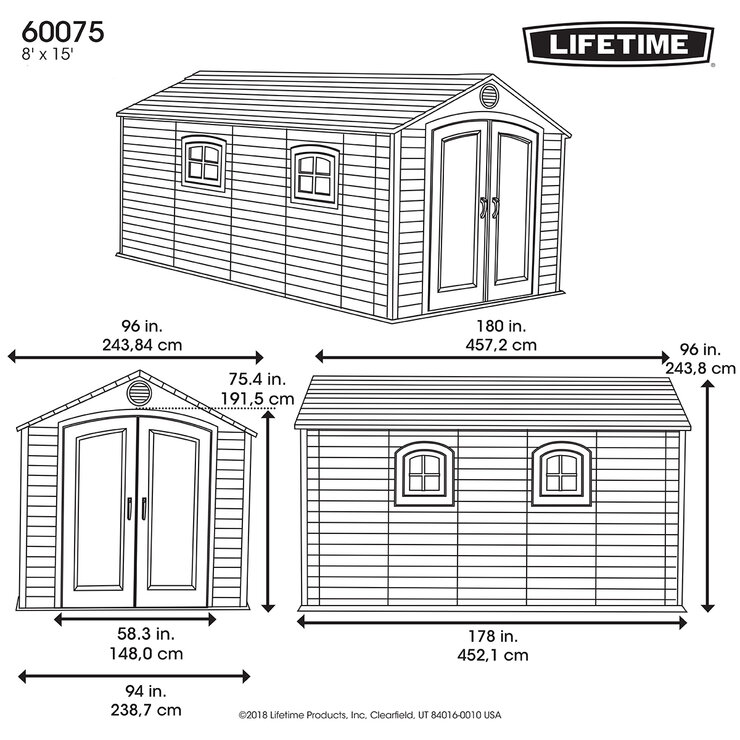 Lifetime, Cobertizo de 2.44m x 4.57 m Lifetime, Cobertizo de 2.44m x 4.57 m