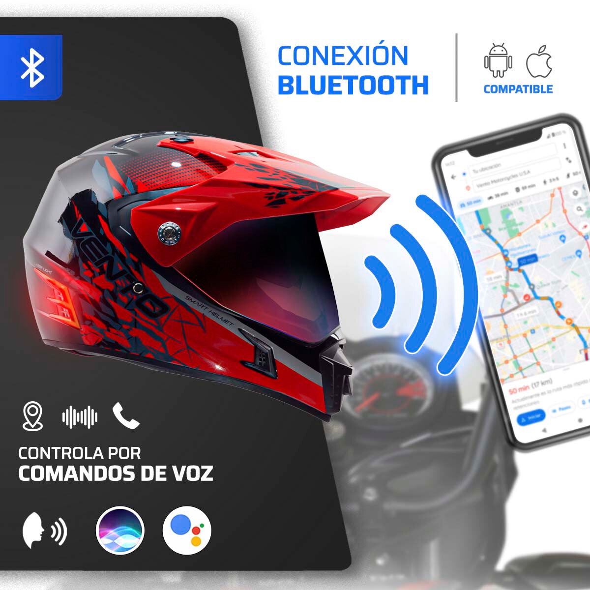 Vento Casco Doble Propósito para Motocicleta CRV-1 