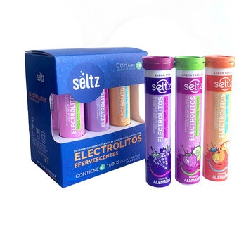 Seltz Electrolitos 6 Tubos de 13 Tabletas Efervescentes c/u Sabor Uva, Naranja y Fresa Seltz Electrolitos 6 Tubos de 13 Tabletas Efervescentes c/u Sabor Uva, Naranja y Fresa